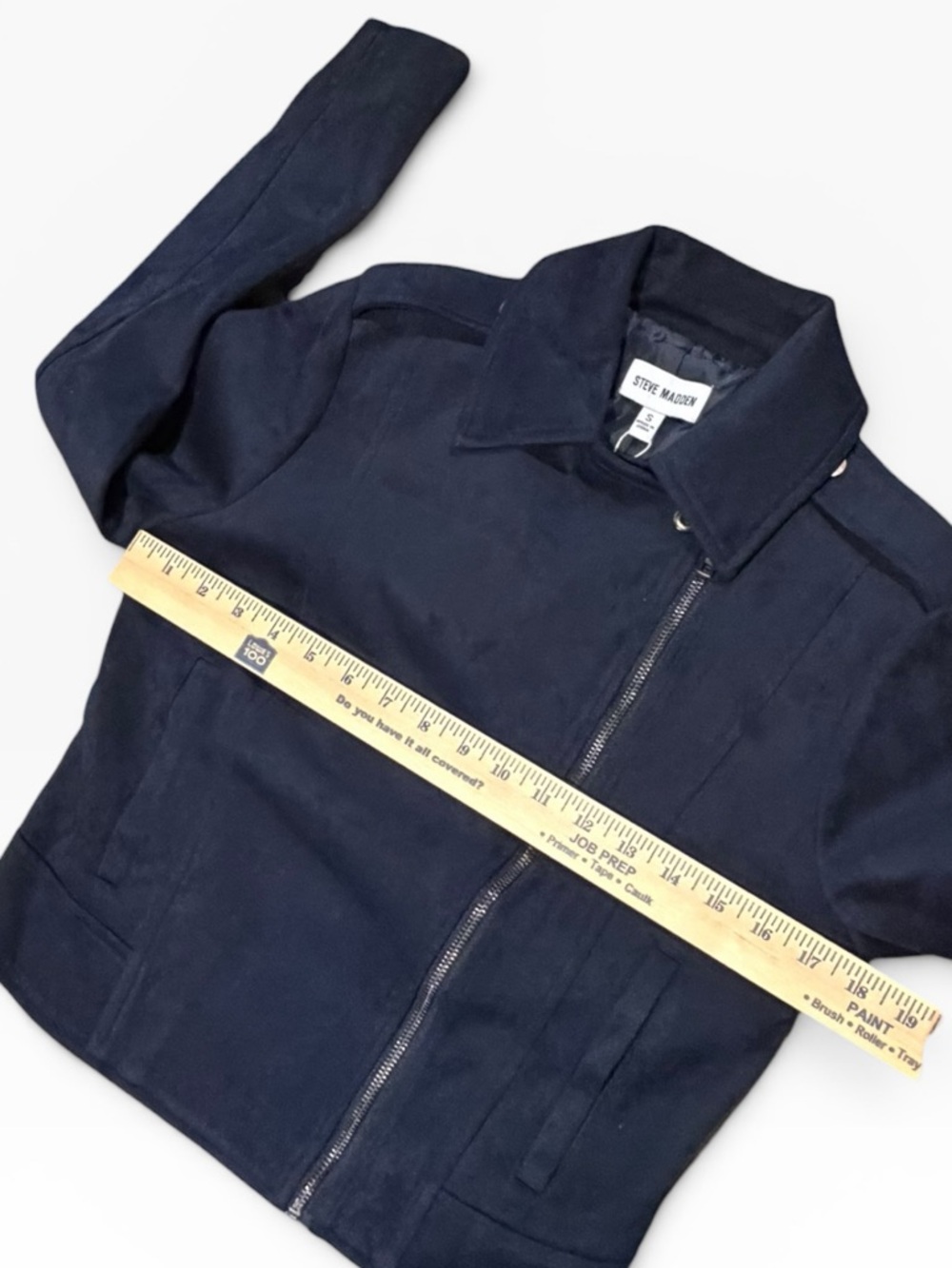 Steve Madden NWT "Not Your Baby" Faux Suede Moto Jacket - Midnight - Small - Picture 12 of 13